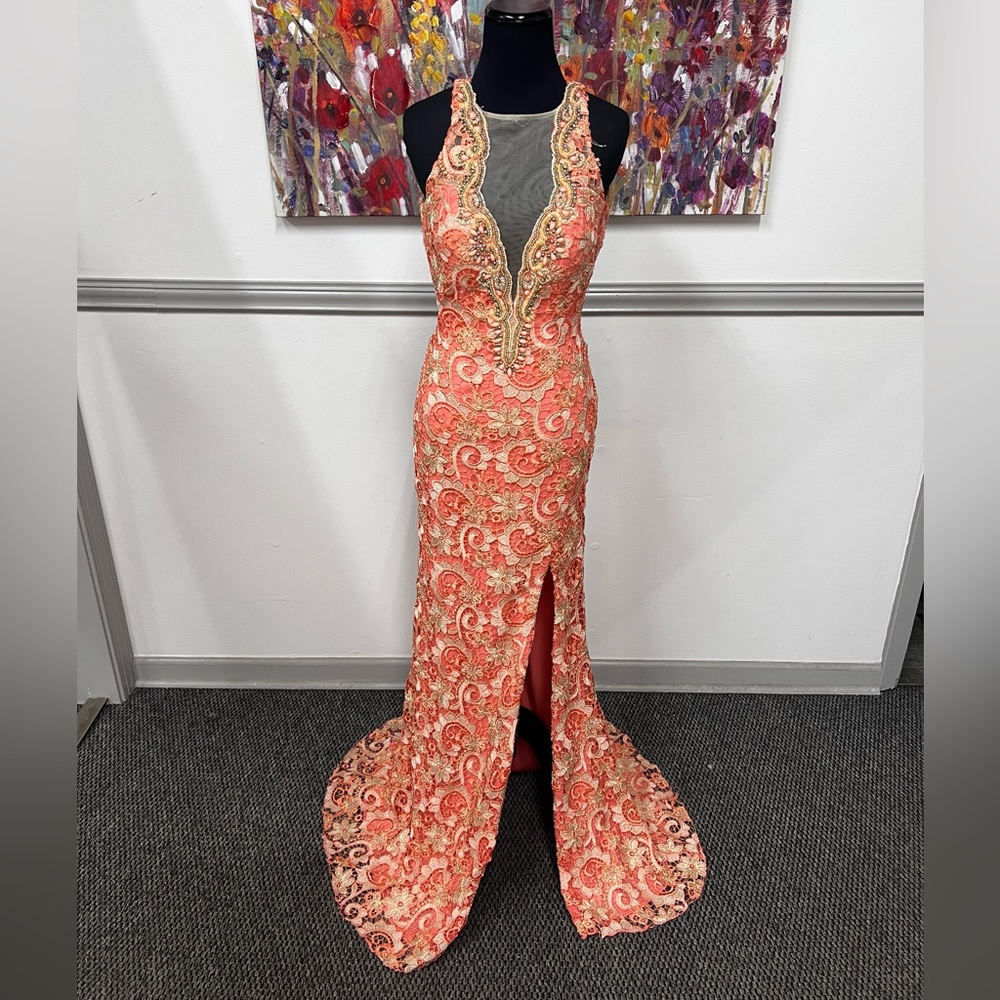 Mon Cheri Enchanted Evening wear #MCE11634 Size 6 Coral